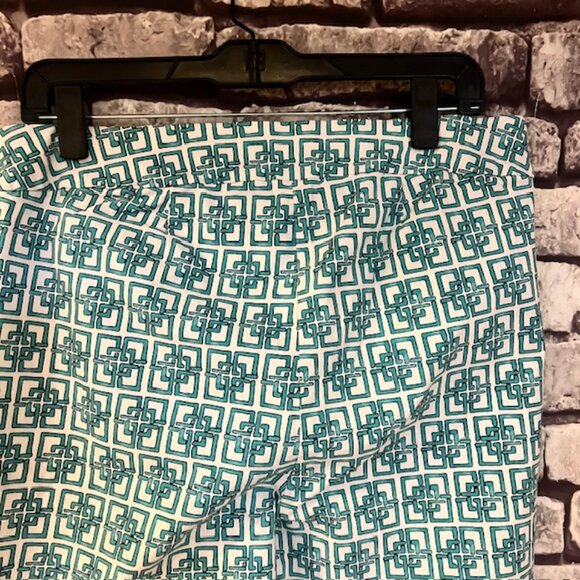 Chico's Turquoise & White Pull On Crop Pants Size L/14 - Picture 5 of 9